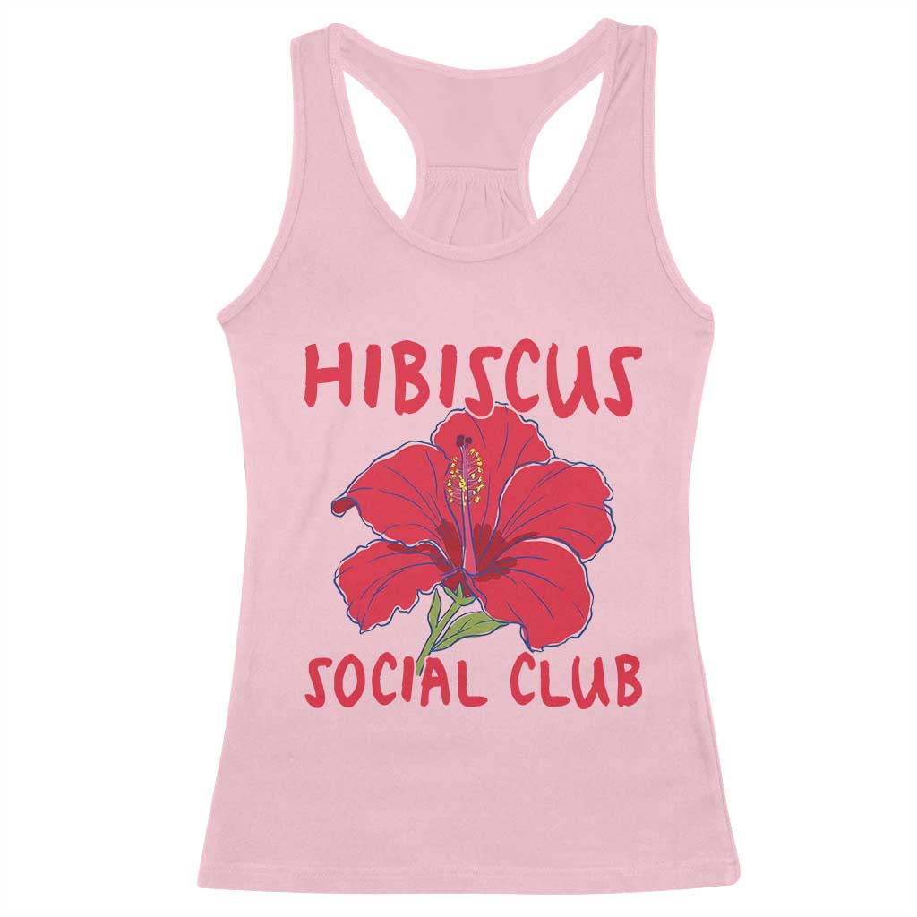 Hibiscus Flower Racerback Tank Top Aloha Hawaii Tropical Beach Vacation