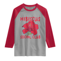 Hibiscus Flower Raglan Shirt Aloha Hawaii Tropical Beach Vacation