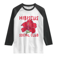 Hibiscus Flower Raglan Shirt Aloha Hawaii Tropical Beach Vacation
