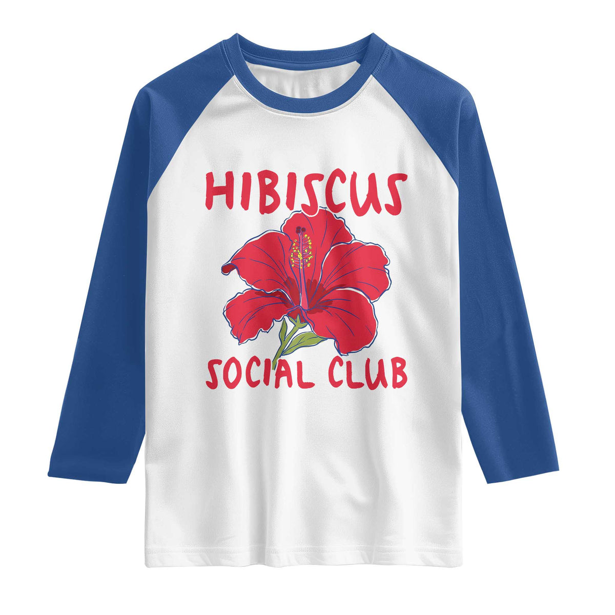 Hibiscus Flower Raglan Shirt Aloha Hawaii Tropical Beach Vacation