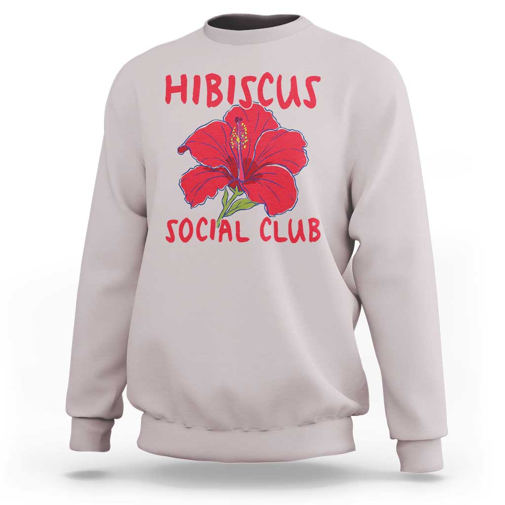 Hibiscus Flower Sweatshirt Aloha Hawaii Tropical Beach Vacation