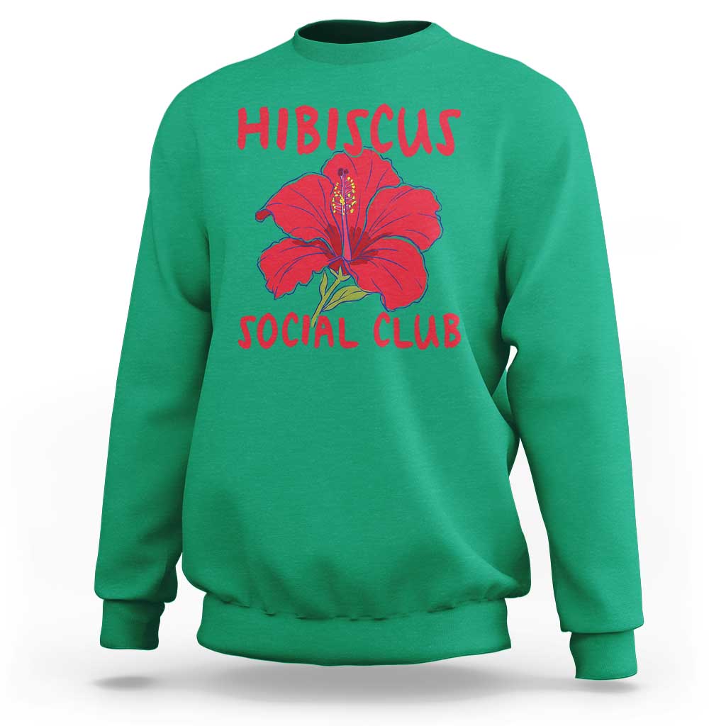 Hibiscus Flower Sweatshirt Aloha Hawaii Tropical Beach Vacation