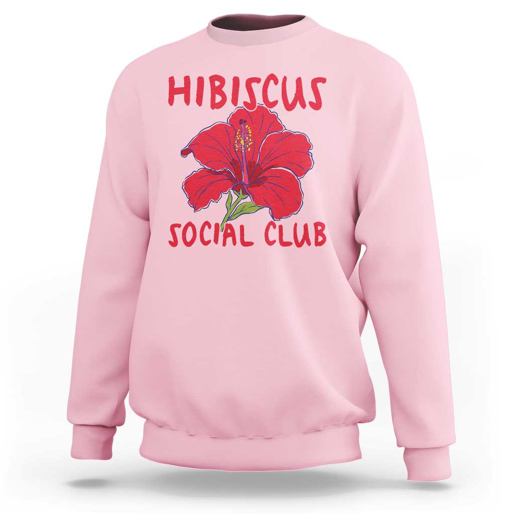 Hibiscus Flower Sweatshirt Aloha Hawaii Tropical Beach Vacation