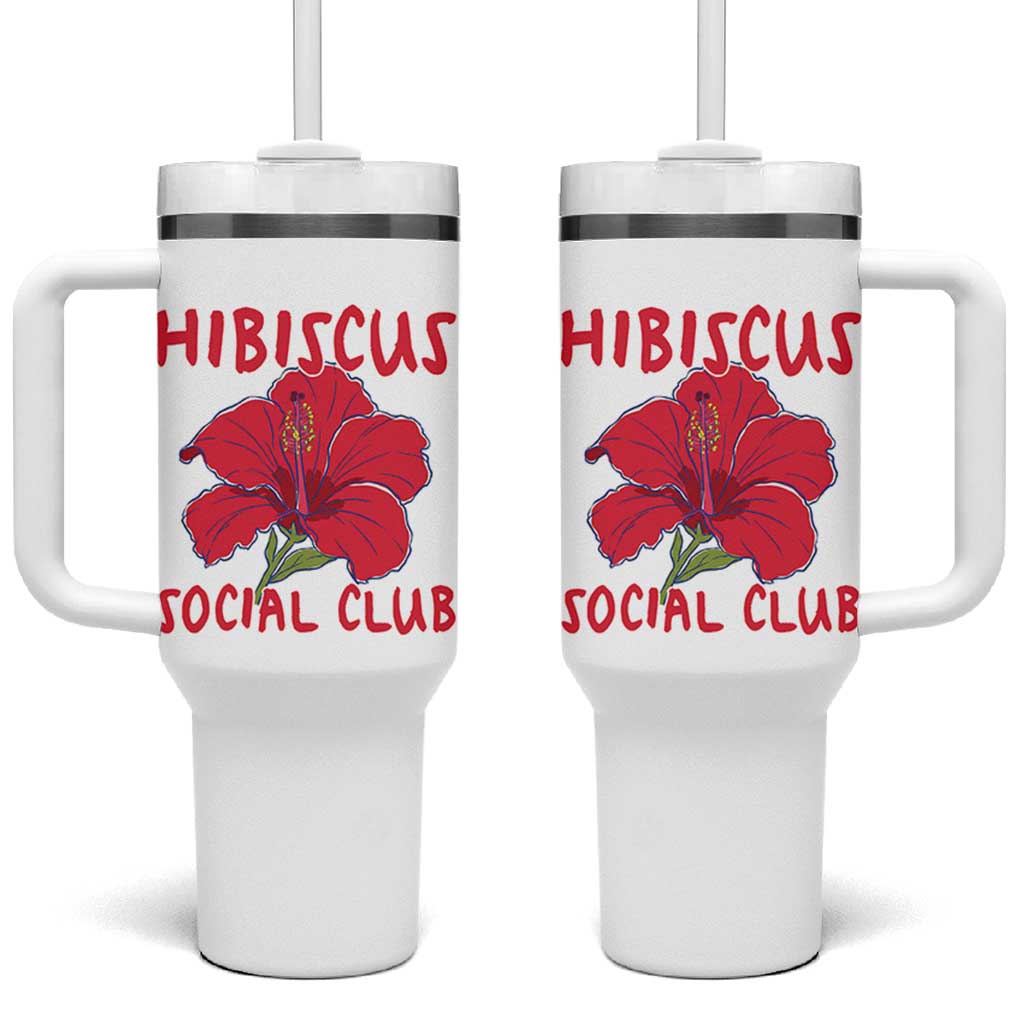 Hibiscus Flower Tumbler With Handle Aloha Hawaii Tropical Beach Vacation