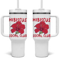 Hibiscus Flower Tumbler With Handle Aloha Hawaii Tropical Beach Vacation