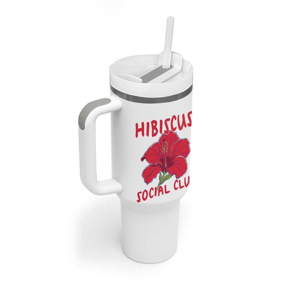 Hibiscus Flower Tumbler With Handle Aloha Hawaii Tropical Beach Vacation