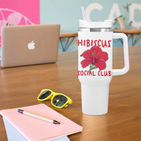 Hibiscus Flower Tumbler With Handle Aloha Hawaii Tropical Beach Vacation