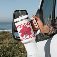 Hibiscus Flower Tumbler With Handle Aloha Hawaii Tropical Beach Vacation
