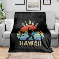 Funny Bigfoot Aloha Hawaiian Surfing Throw Blanket Tropical Beach Surfer Gift
