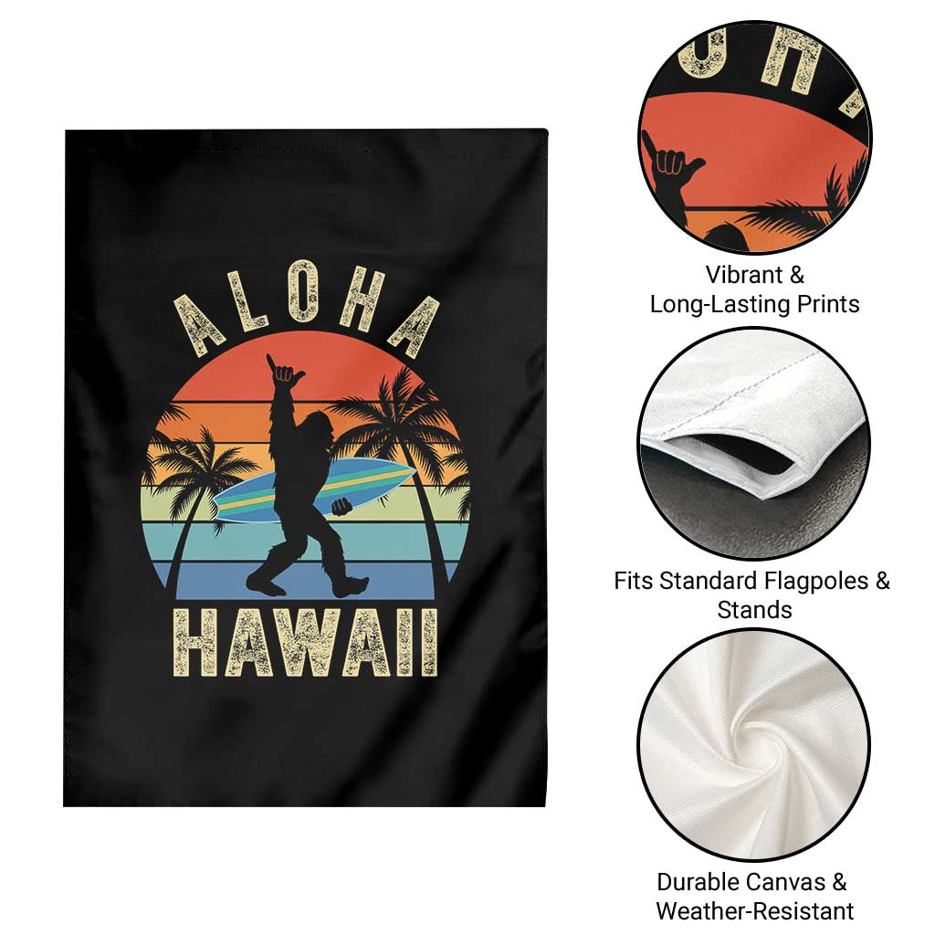 Funny Bigfoot Aloha Hawaiian Surfing Garden Flag Tropical Beach Surfer Gift
