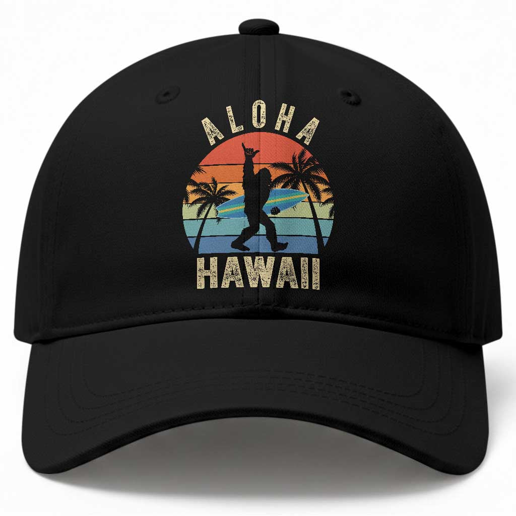 Funny Bigfoot Aloha Hawaiian Surfing Baseball Cap Tropical Beach Surfer Gift