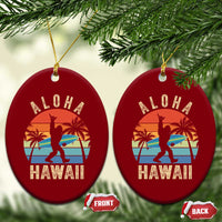 Funny Bigfoot Aloha Hawaiian Surfing Ceramic Ornament Tropical Beach Surfer Gift