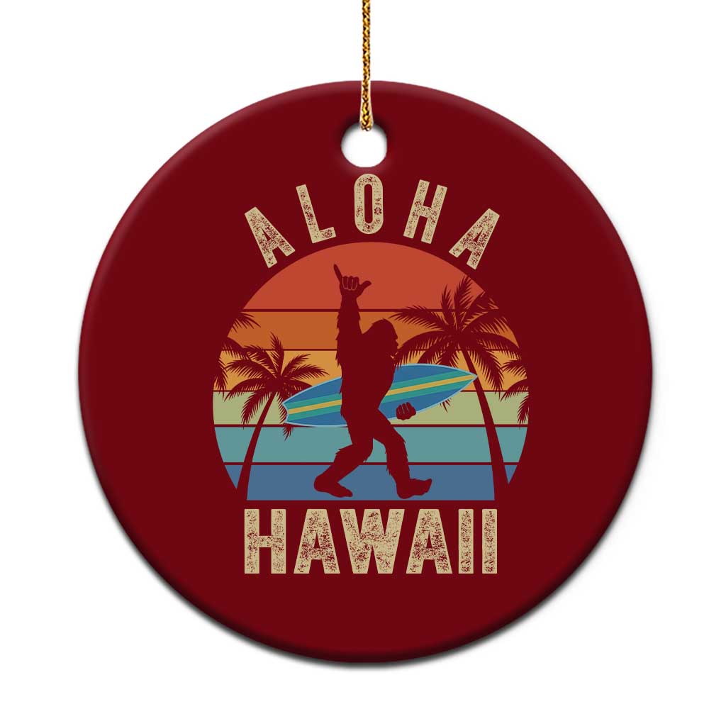 Funny Bigfoot Aloha Hawaiian Surfing Ceramic Ornament Tropical Beach Surfer Gift
