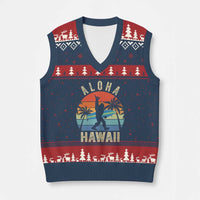 Funny Bigfoot Aloha Hawaiian Surfing V-Neck Knit Sweater Vest Tropical Beach Surfer Gift