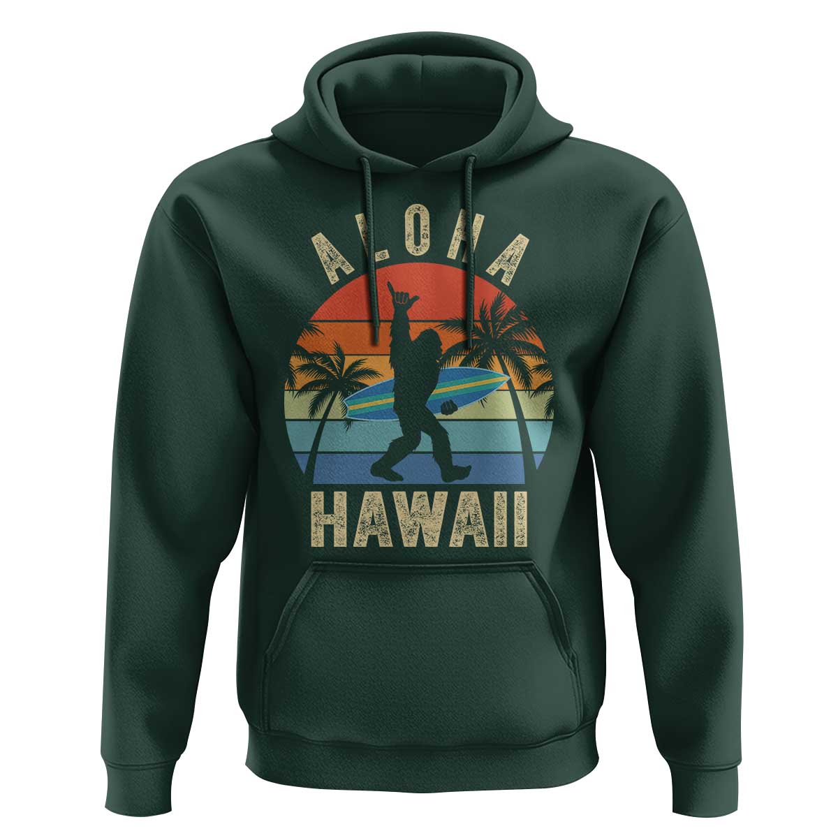 Funny Bigfoot Aloha Hawaiian Surfing Hoodie Tropical Beach Surfer Gift