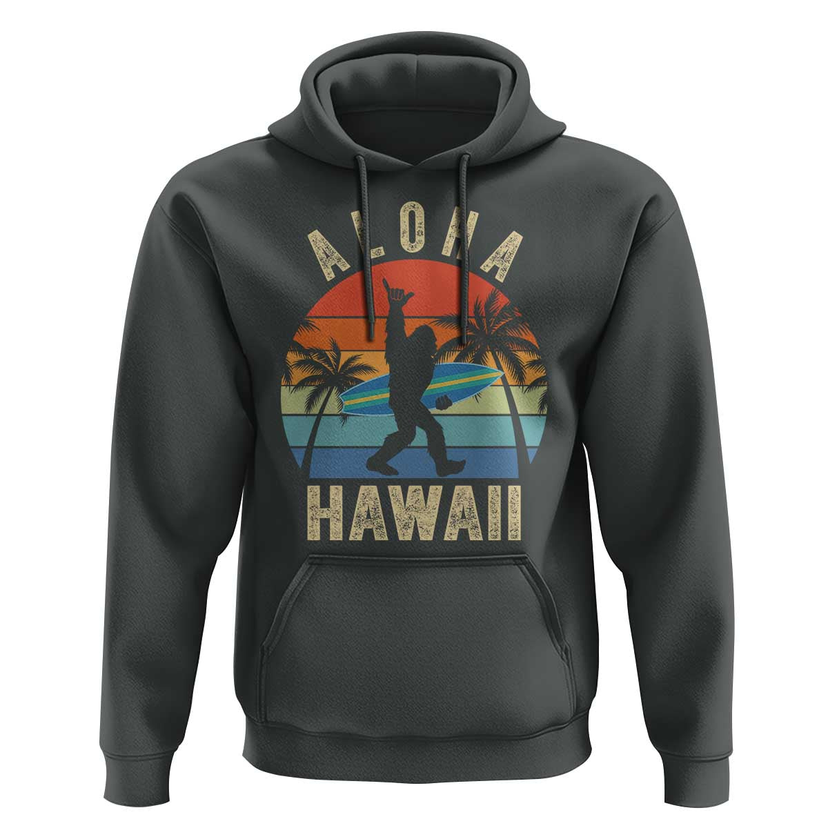 Funny Bigfoot Aloha Hawaiian Surfing Hoodie Tropical Beach Surfer Gift