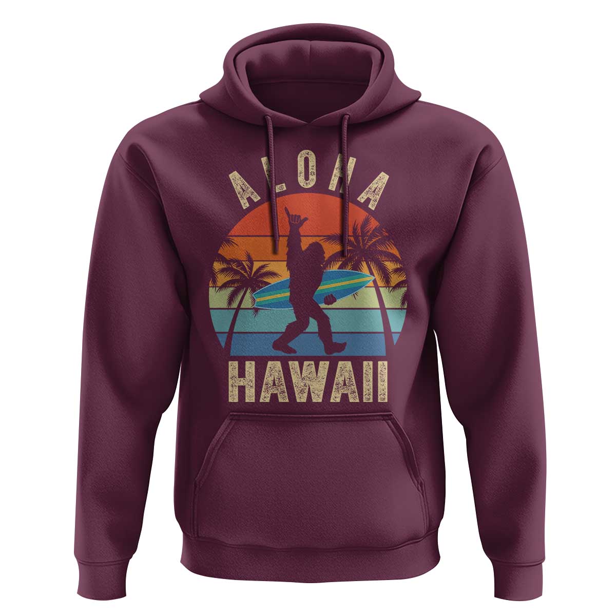 Funny Bigfoot Aloha Hawaiian Surfing Hoodie Tropical Beach Surfer Gift