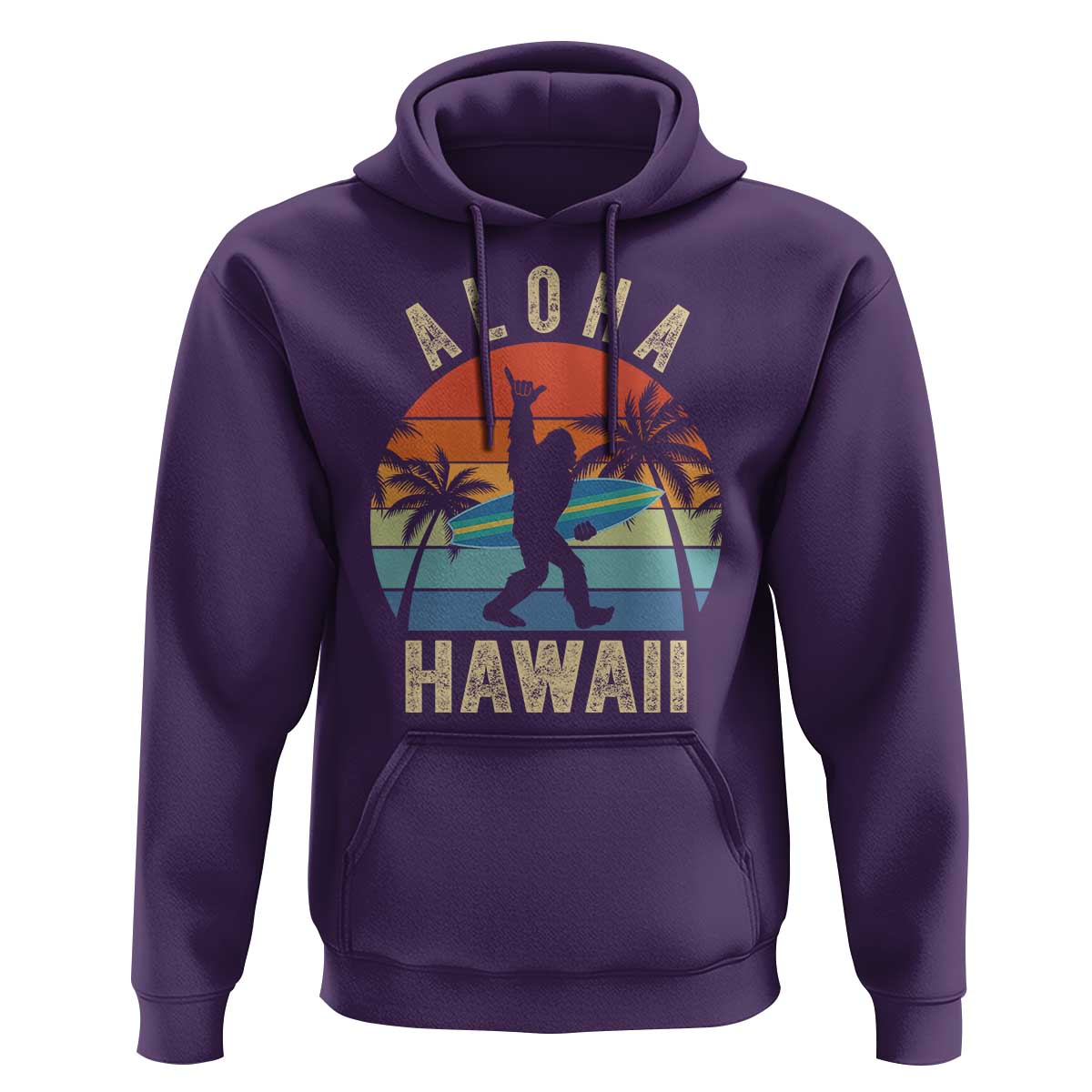 Funny Bigfoot Aloha Hawaiian Surfing Hoodie Tropical Beach Surfer Gift
