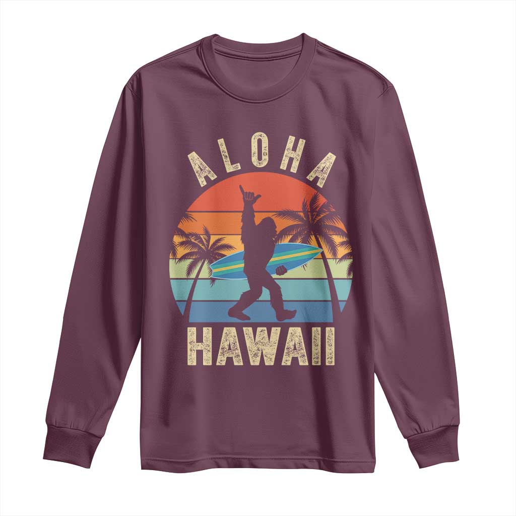 Funny Bigfoot Aloha Hawaiian Surfing Long Sleeve Shirt Tropical Beach Surfer Gift