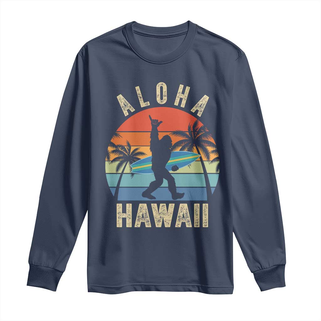 Funny Bigfoot Aloha Hawaiian Surfing Long Sleeve Shirt Tropical Beach Surfer Gift