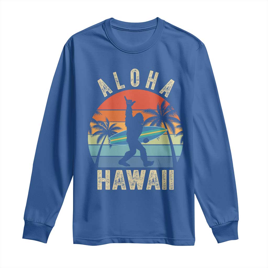 Funny Bigfoot Aloha Hawaiian Surfing Long Sleeve Shirt Tropical Beach Surfer Gift