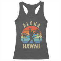 Funny Bigfoot Aloha Hawaiian Surfing Racerback Tank Top Tropical Beach Surfer Gift