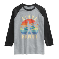 Funny Bigfoot Aloha Hawaiian Surfing Raglan Shirt Tropical Beach Surfer Gift