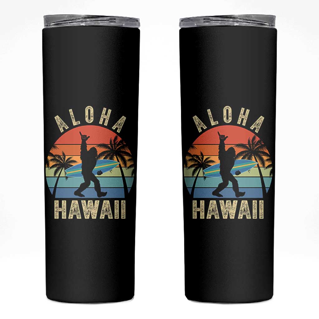 Funny Bigfoot Aloha Hawaiian Surfing Skinny Tumbler Tropical Beach Surfer Gift