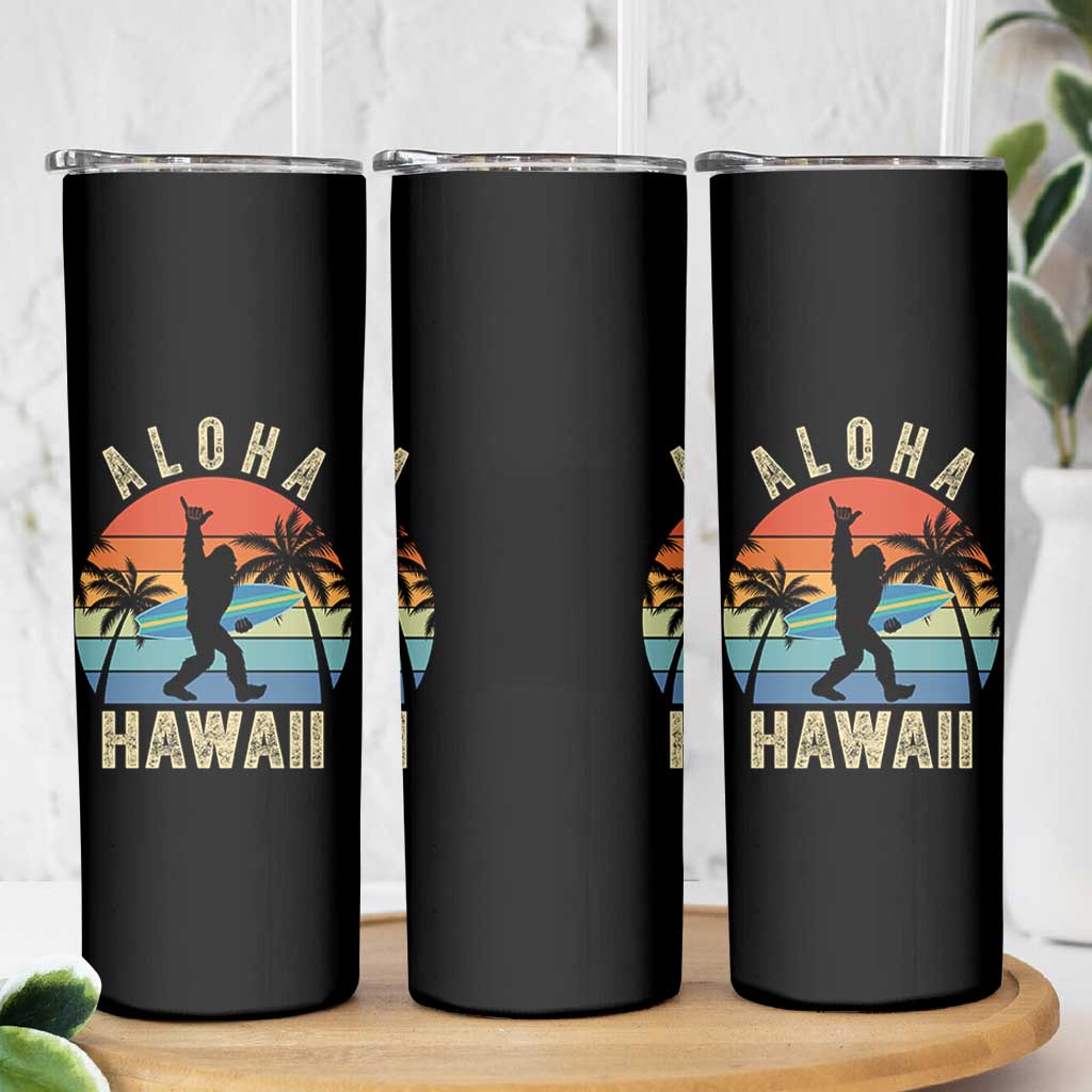 Funny Bigfoot Aloha Hawaiian Surfing Skinny Tumbler Tropical Beach Surfer Gift