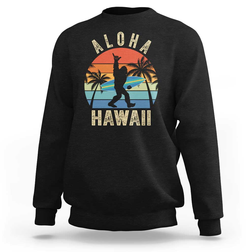 Funny Bigfoot Aloha Hawaiian Surfing Sweatshirt Tropical Beach Surfer Gift