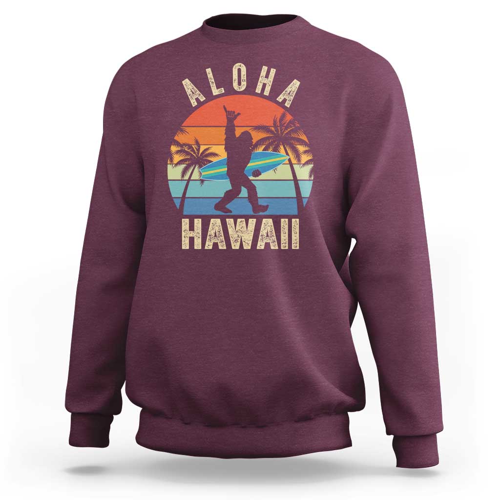 Funny Bigfoot Aloha Hawaiian Surfing Sweatshirt Tropical Beach Surfer Gift