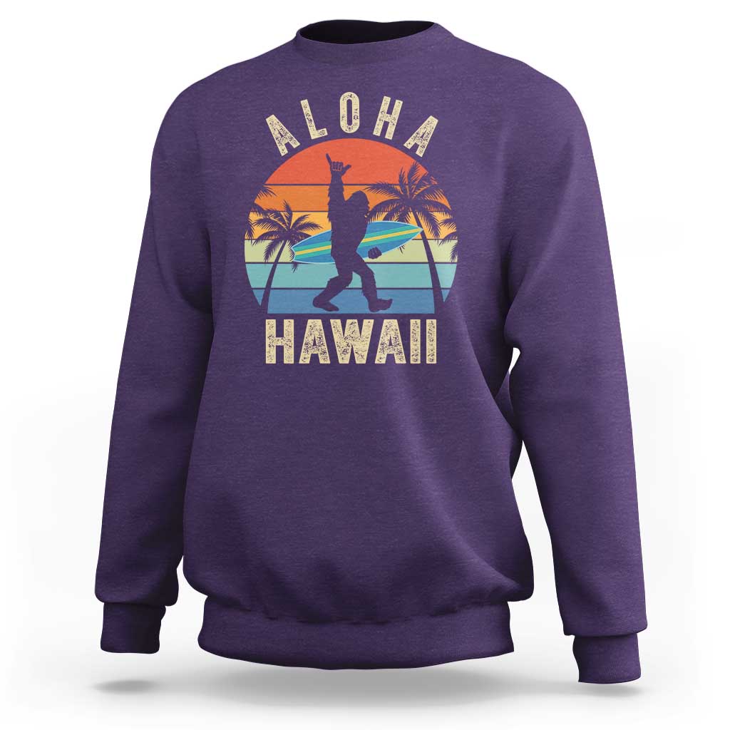 Funny Bigfoot Aloha Hawaiian Surfing Sweatshirt Tropical Beach Surfer Gift
