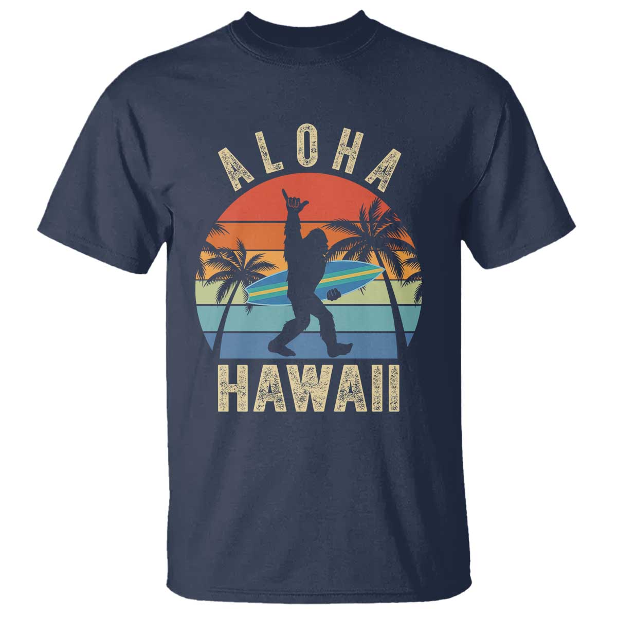 Funny Bigfoot Aloha Hawaiian Surfing T Shirt Tropical Beach Surfer Gift