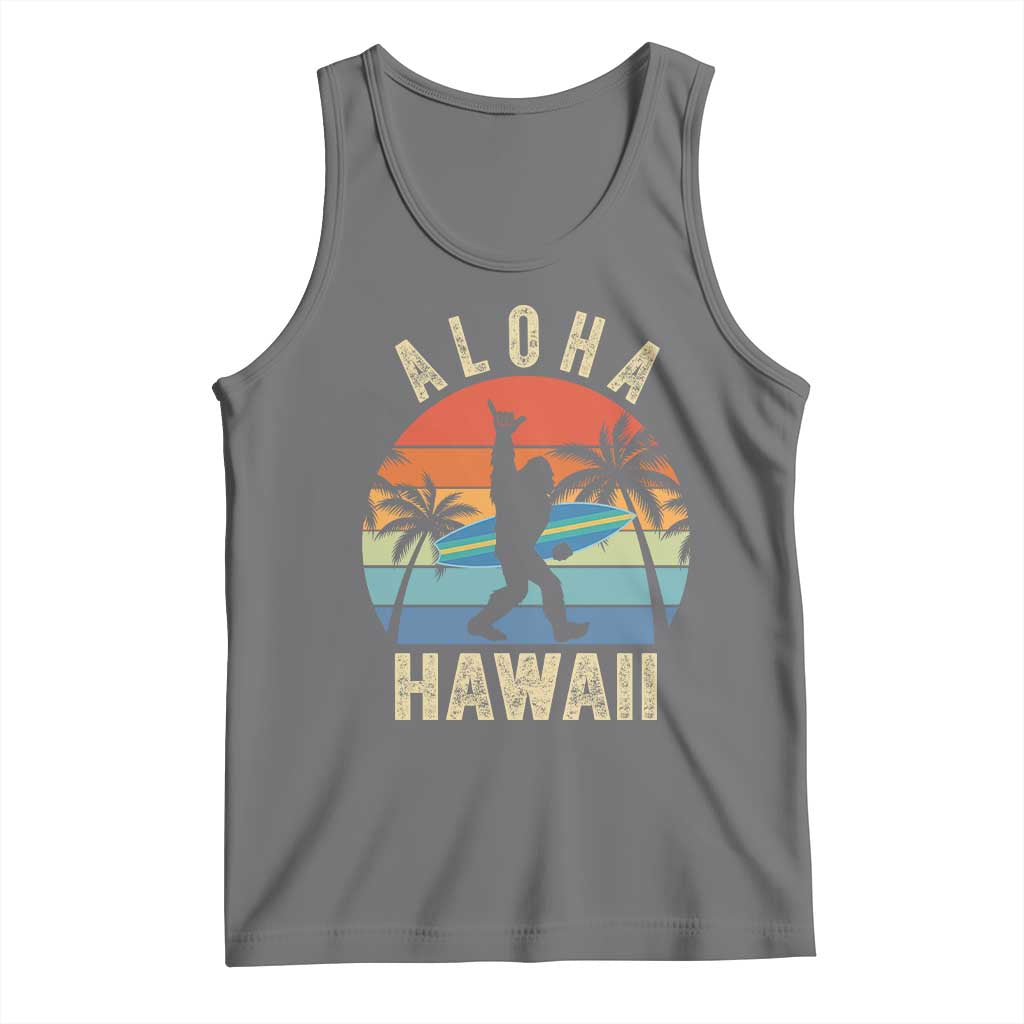 Funny Bigfoot Aloha Hawaiian Surfing Tank Top Tropical Beach Surfer Gift