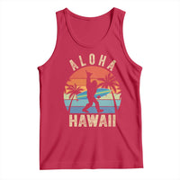 Funny Bigfoot Aloha Hawaiian Surfing Tank Top Tropical Beach Surfer Gift
