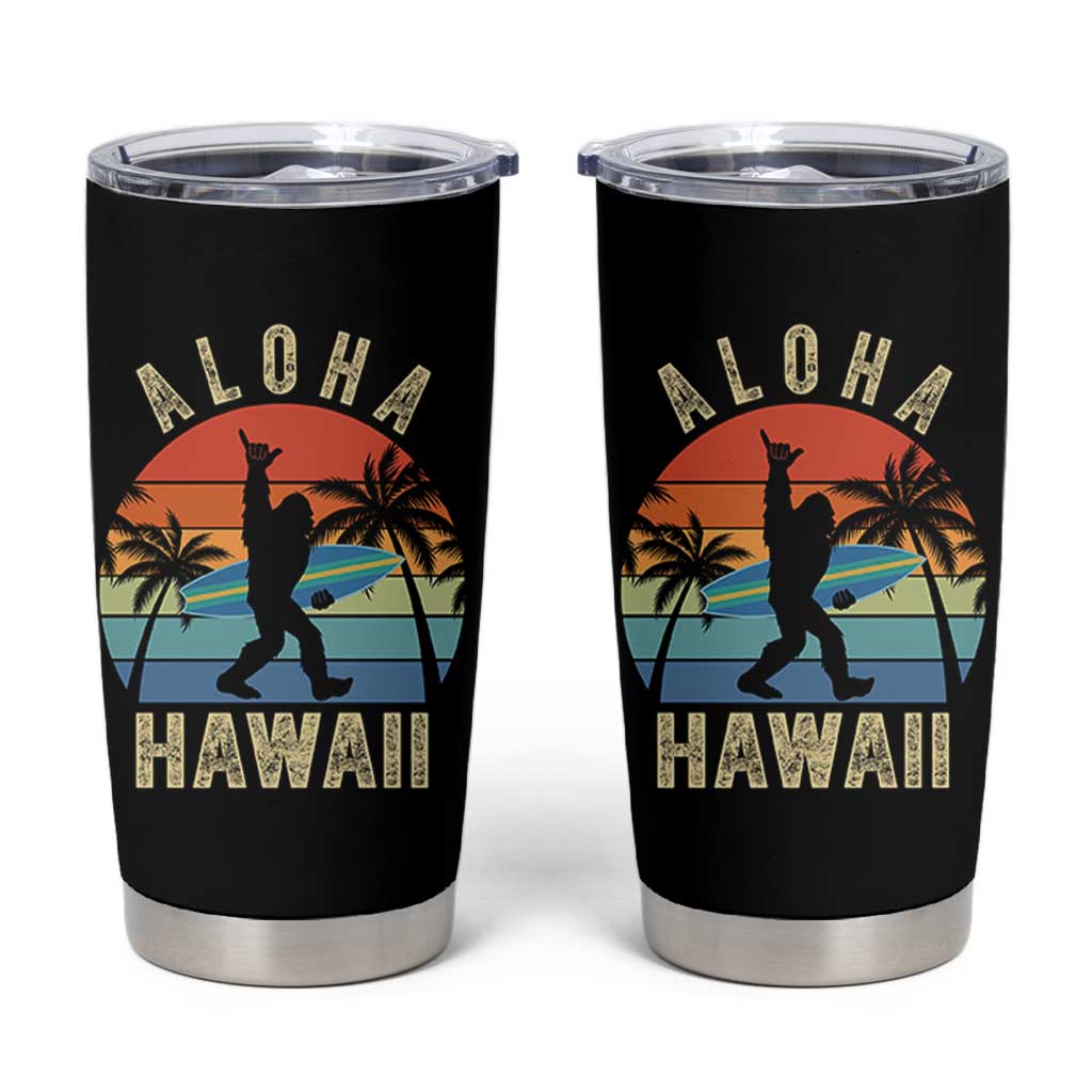 Funny Bigfoot Aloha Hawaiian Surfing Tumbler Cup Tropical Beach Surfer Gift