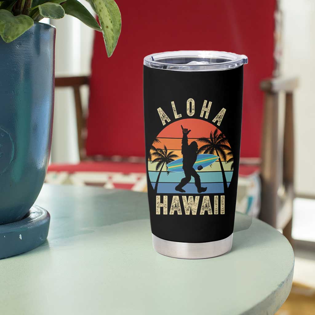 Funny Bigfoot Aloha Hawaiian Surfing Tumbler Cup Tropical Beach Surfer Gift