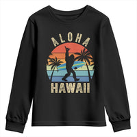 Funny Bigfoot Aloha Hawaiian Surfing Youth Sweatshirt Tropical Beach Surfer Gift