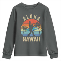 Funny Bigfoot Aloha Hawaiian Surfing Youth Sweatshirt Tropical Beach Surfer Gift