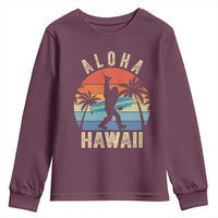 Funny Bigfoot Aloha Hawaiian Surfing Youth Sweatshirt Tropical Beach Surfer Gift