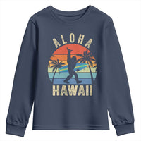Funny Bigfoot Aloha Hawaiian Surfing Youth Sweatshirt Tropical Beach Surfer Gift