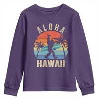 Funny Bigfoot Aloha Hawaiian Surfing Youth Sweatshirt Tropical Beach Surfer Gift