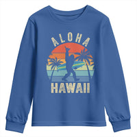 Funny Bigfoot Aloha Hawaiian Surfing Youth Sweatshirt Tropical Beach Surfer Gift