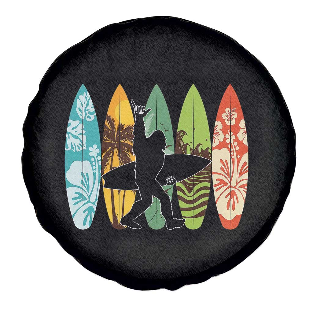 Funny Bigfoot Aloha Hawaiian Surfing Tropical Beach Surfer Spare Tire Cover