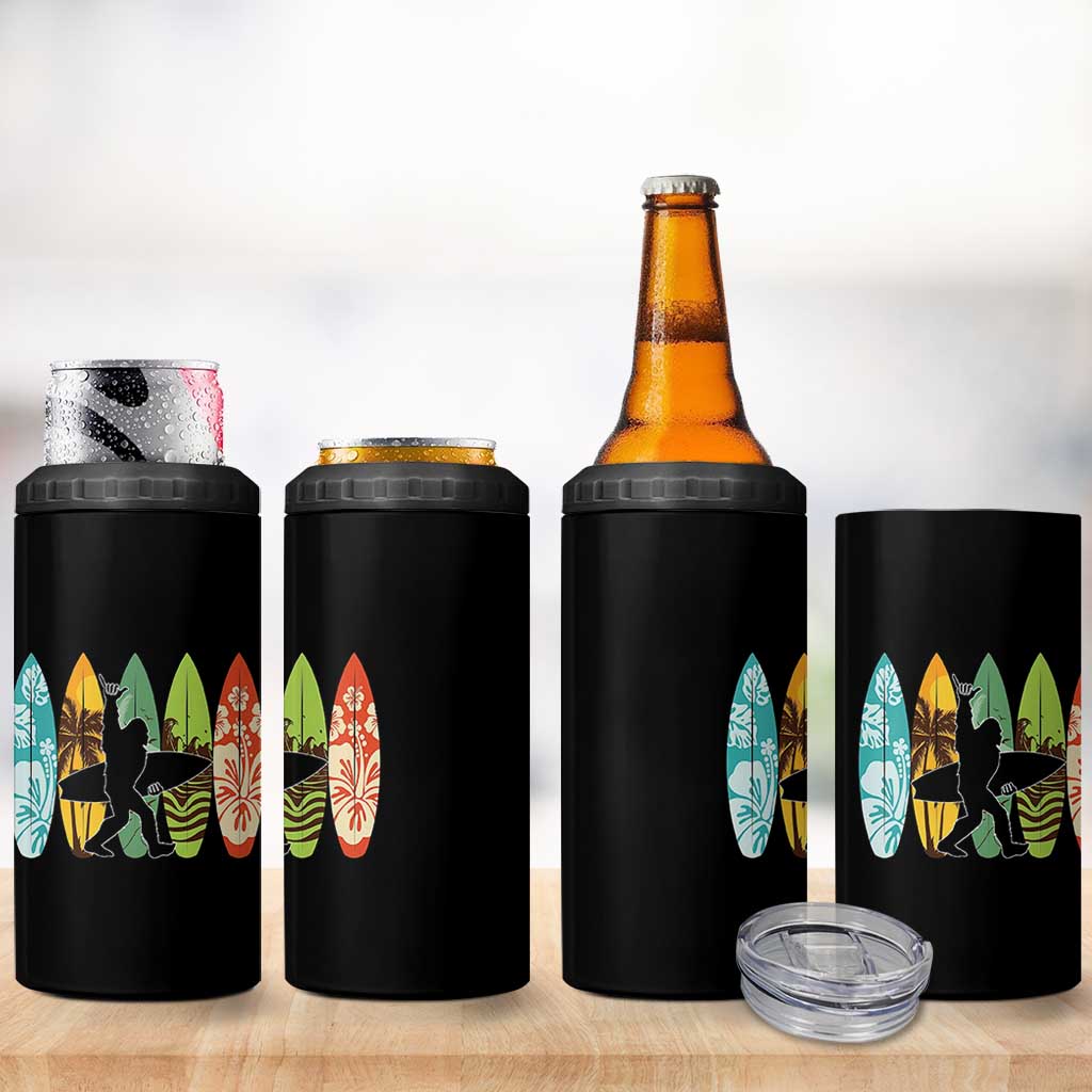Funny Bigfoot Aloha Hawaiian Surfing Tropical Beach Surfer 4 in 1 Can Cooler Tumbler