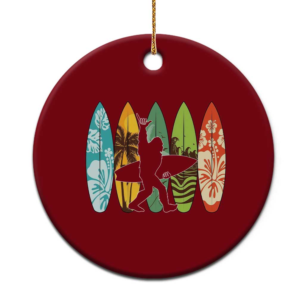 Funny Bigfoot Aloha Hawaiian Surfing Tropical Beach Surfer Ceramic Ornament