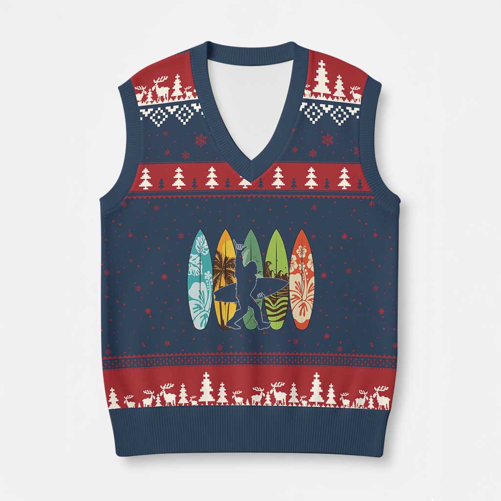 Funny Bigfoot Aloha Hawaiian Surfing Tropical Beach Surfer V-Neck Knit Sweater Vest