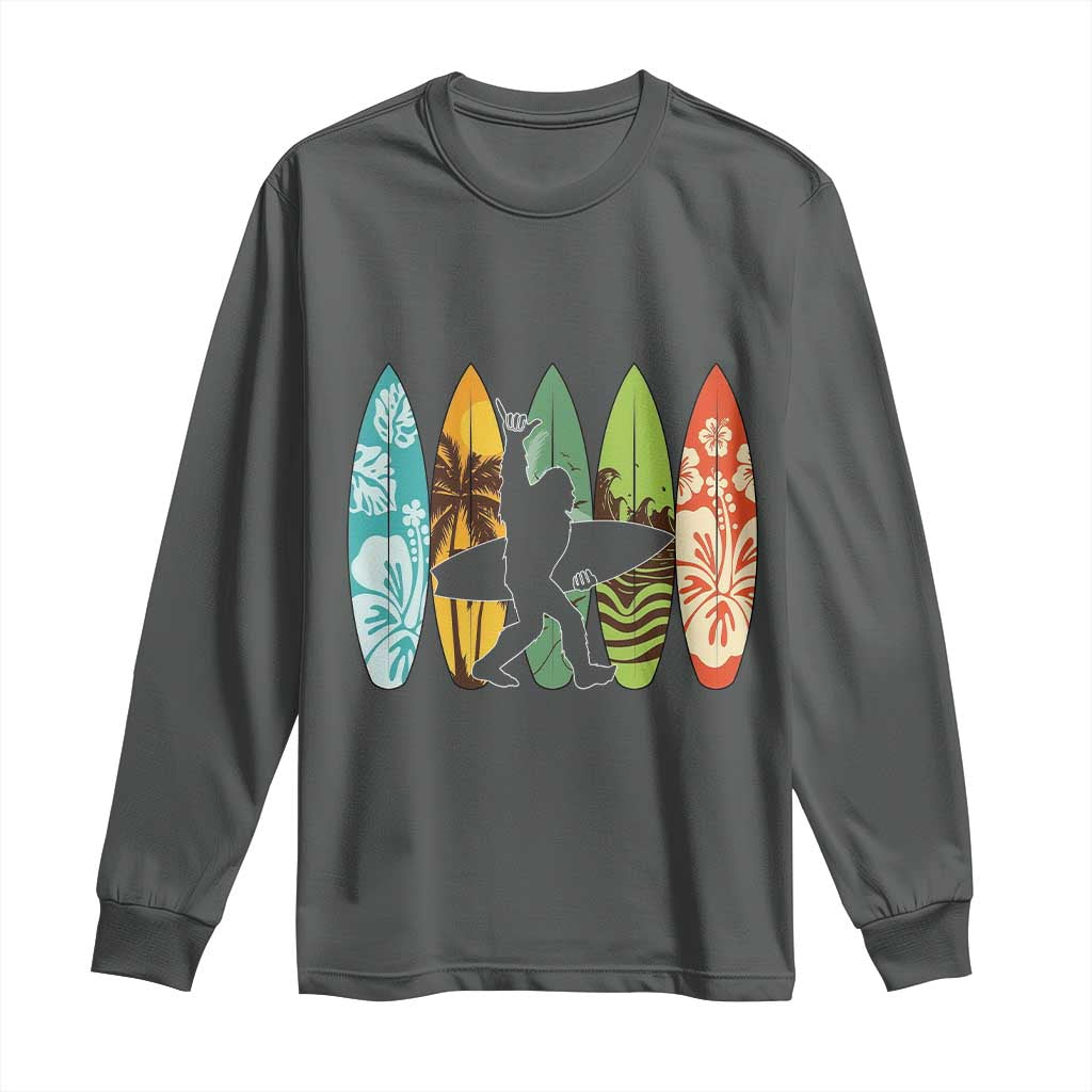 Funny Bigfoot Aloha Hawaiian Surfing Tropical Beach Surfer Long Sleeve Shirt
