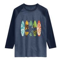 Funny Bigfoot Aloha Hawaiian Surfing Tropical Beach Surfer Raglan Shirt