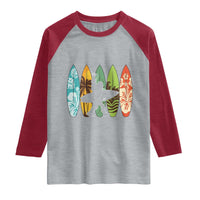 Funny Bigfoot Aloha Hawaiian Surfing Tropical Beach Surfer Raglan Shirt